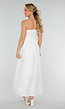 Witte Strapless Maxi Jurk met Gerimpeld Elastisch Bovenstuk