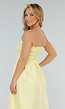 Butter Yellow Strapless Maxi Jurk met Gerimpeld Bovenstuk