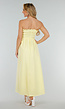 Butter Yellow Strapless Maxi Jurk met Gerimpeld Bovenstuk