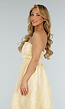 Strapless Midi Jurk in Butter Yellow met Jacquardlook
