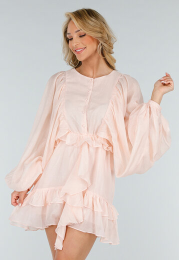 Lichtroze Jurk met Lange Mouwen met Broekje