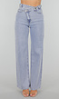 Lichtblauwe High-Waist Stretch Jeans met Wijde Rechte Pijpen