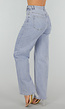 Lichtblauwe High-Waist Stretch Jeans met Wijde Rechte Pijpen