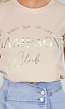 Beige T-Shirt met Gouden Champagne Club Print