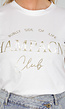 Witte Katoenen Top met Gouden Champagne Club Print