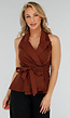 Bruine Linnenlook Overslagtop met Tailleceintuur