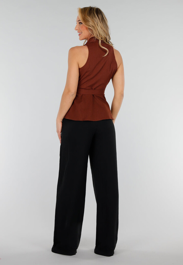 Bruine Linnenlook Overslagtop met Tailleceintuur