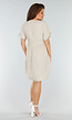 Beige Jurk met Korte Mouwen en Emroidery Halslijn