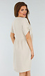 Beige Jurk met Korte Mouwen en Emroidery Halslijn