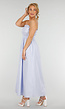 Strapless Lichtblauwe Maxi Jurk met Gerimpeld Bovenstuk