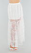 High Waist Witte Maxi Rok van Kant met Onderrok