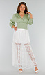 High Waist Witte Maxi Rok van Kant met Onderrok