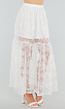 High Waist Witte Maxi Rok van Kant met Onderrok