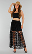 Zwarte Maxi Rok van Kant met Transparant Bloemenpatroon