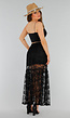 Zwarte Maxi Rok van Kant met Transparant Bloemenpatroon