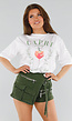 Wit T-Shirt met Capri Italie Print en Groene Letters