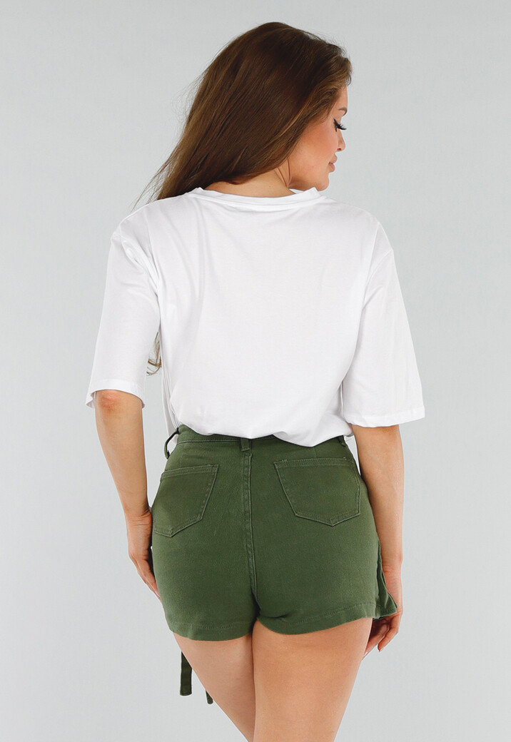 Wit T-Shirt met Capri Italie Print en Groene Letters