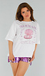 Wit Oversized T-Shirt met Mermaid Print en Paarse Opdruk