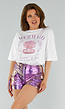 Wit Oversized T-Shirt met Mermaid Print en Paarse Opdruk