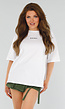 Wit Oversized T-Shirt met Minimal Opdruk en Stretch