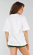 Wit Oversized T-Shirt met Minimal Opdruk en Stretch