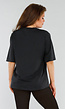 Zwart Oversized T-Shirt met Minimalistische Opdruk