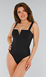 Zwarte Bodysuit met Brede Bandjes en V-Halsdetail