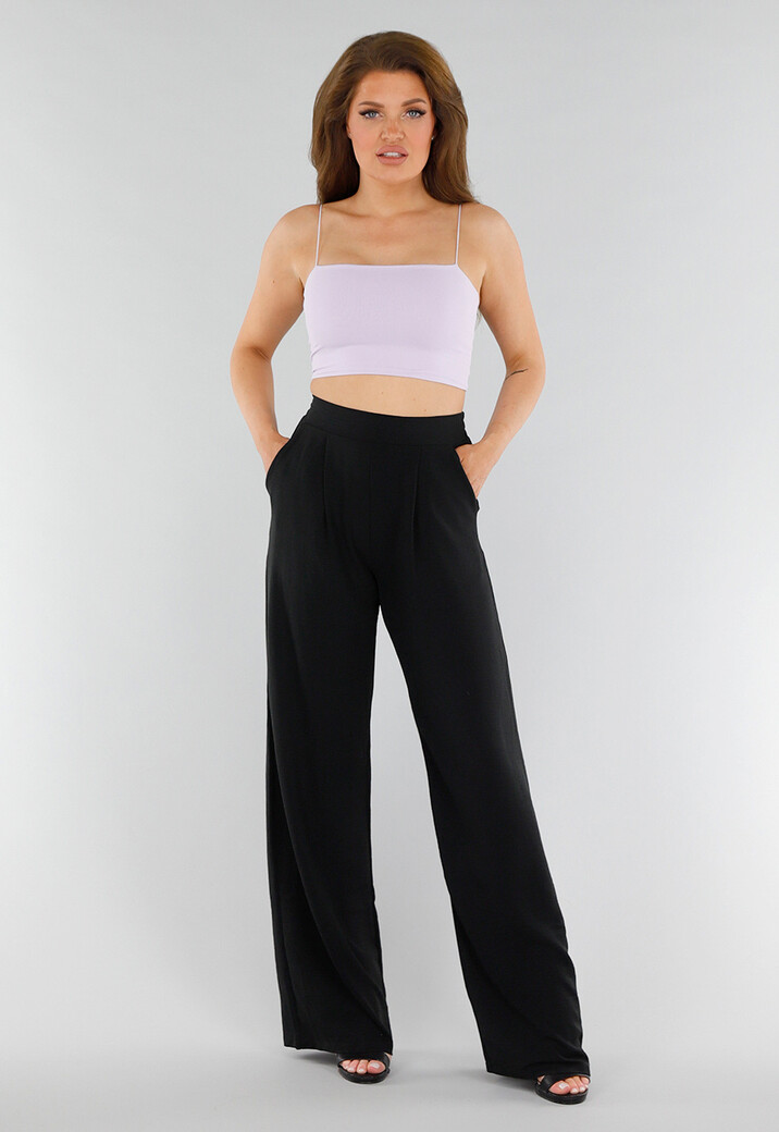 Lila  Cropped Top met Spaghettibandjes en Dubbele Laag