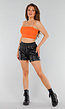 Feloranje Cropped Top met Spaghettibandjes en Dubbele Laag