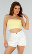 Butter Yellow Stretch Croptop met Spaghettibandjes en Voering