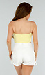 Butter Yellow Stretch Croptop met Spaghettibandjes en Voering