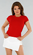 Rood Slim Fit T-Shirt met Ronde Hals en Korte Mouwen