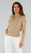 Beige Polo met Stretch en Structuur