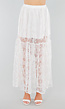 High Waist Witte Maxi Rok van Kant met Onderrok