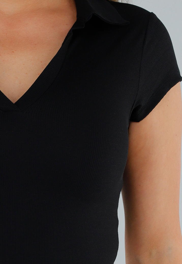 Zwarte Polo met Stretch en Structuur