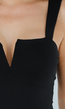 Zwarte Bodysuit met Brede Bandjes en V-Halsdetail