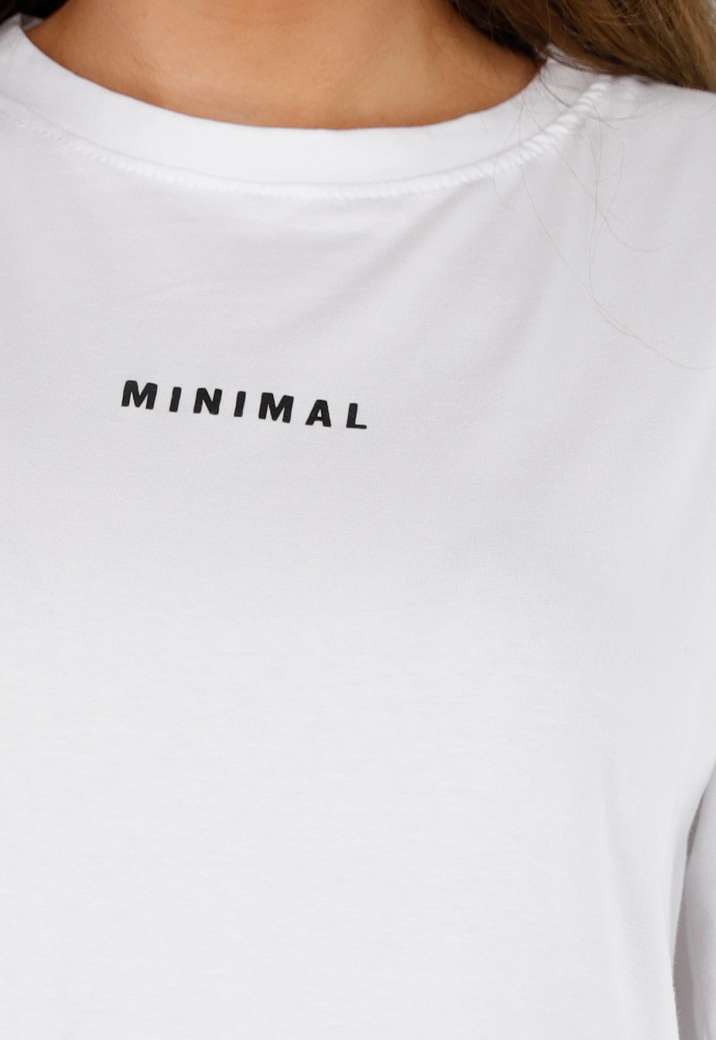 Wit Oversized T-Shirt met Minimal Opdruk en Stretch