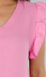 Roze Top met Ruffle Mouwen en Linnenlook