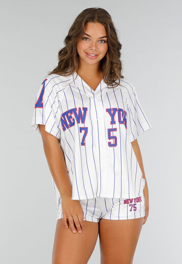 Stretchset Wit met Streep en Sportprint