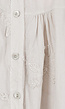 Beige Katoenen Jurk met Borduursels, Knopen en Volant