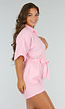 Lichtroze Katoenen Playsuit met Knoopsluiting en Tailleceintuur