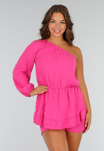 Playsuit in Fuchsia met Één Mouw