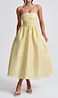 Strapless Midi Jurk in Butter Yellow met Jacquardlook