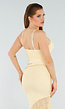 Butter Yellow Two-Piece Set met Kant en Asymmetrische Rok