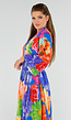 Multicolor Maxi Jurk met Knoopsluiting en Grote Bloemenprint