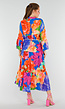 Multicolor Maxi Jurk met Knoopsluiting en Grote Bloemenprint