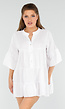 Witte Katoenen Tuniekjurk met Knopen en Ruches aan de Mouw
