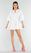 Witte Katoenen Tuniekjurk met Knopen en Ruches aan de Mouw