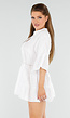 Witte Katoenen Tuniekjurk met Knopen en Ruches aan de Mouw