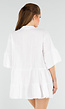 Witte Katoenen Tuniekjurk met Knopen en Ruches aan de Mouw